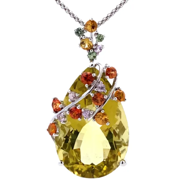 K18WG クォーツ・多色石 ネックレス/ペンダントトップ 31.97・1.6ct