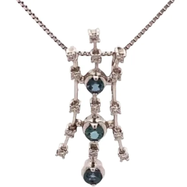 K18WG アレキサンドライト・ダイヤモンド ネックレストップ 0.32・0.15 ct