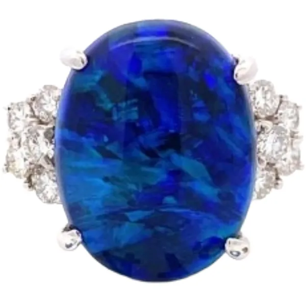 Pt･Pm900 ブラックオパール・ダイヤモンド リング 11.59 ct D0.68 ct