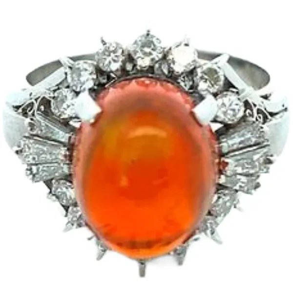 Pt･Pm850 ファイヤーオパール・ダイヤモンド 3.76・D0.55ct