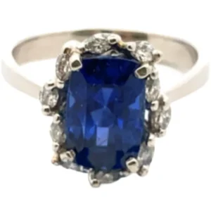 Pt/Pm ブルーサファイア・ダイヤモンド リング 4.49・0.35ct