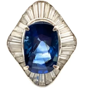 Pt･Pm900 ブルーサファイア・ダイヤモンド リング S7.36・D2.4ct