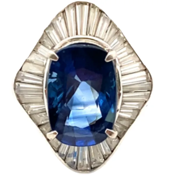 Pt･Pm900 ブルーサファイア・ダイヤモンド リング S7.36・D2.4ct