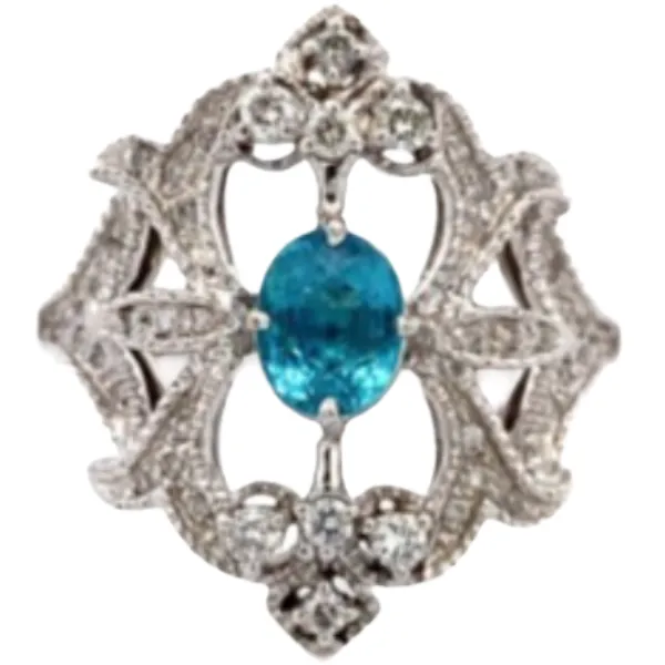 K18WG パライバトルマリン・ダイヤモンド リング 0.75 ct D0.32 ct