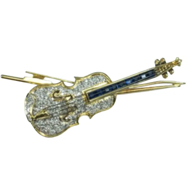 K18 ダイヤモンド・サファイア ブローチ D0.55・0.89 ct