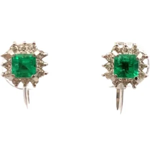 Pt･Pm900 エメラルド・ダイヤモンド ピアスイヤリング 0.33・0.3・0.12・0.12ct