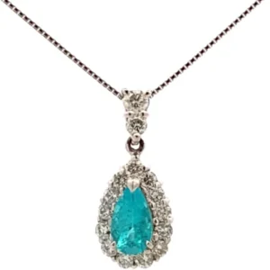 Pt900Pt850 ブラジル産パライバトルマリン・ダイヤモンド ネックレスペンダントトップ 0.5・D0.43ct