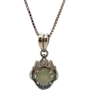 Pt900Pt850 クリソベリルキャッツアイ・ダイヤモンド ネックレスペンダントトップ 1.32・D0.38ct