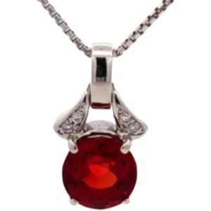 Pt850Pt900 スペサルティンガーネット・ダイヤモンド ネックレスペンダントトップ 4.5 ct 0.05 ct