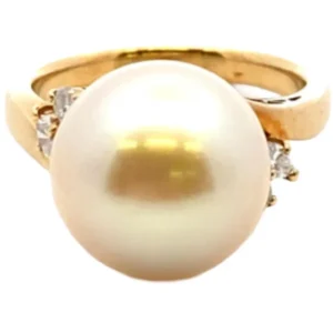 ミキモト K18 パール・ダイヤモンド リング 0.18ct