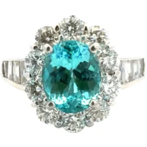Pt･Pm900 パライバトルマリン・ダイヤモンド リング 1.992・D1.47ct