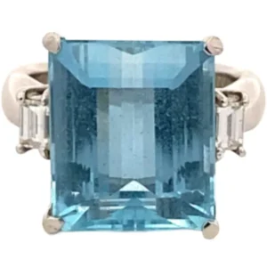 PT900 アクアマリン・透明石 リング 9.31・0.32ct