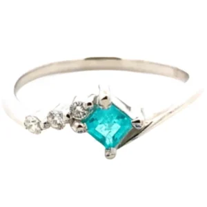 Pt･Pm900 パライバトルマリン・ダイヤモンド リング 0.16・0.05ct