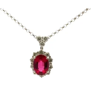 Pt900Pt850 ピンクトルマリン・ダイヤモンド ネックレスペンダントトップ 4.89・D1.65・D0.4ct