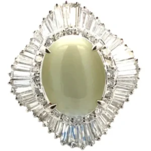 Pt･Pm900 クリソベリルキャッツアイ・ダイヤモンド リング 7.16・D2.21ct