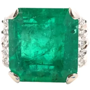Pt･Pm900 コロンビア産エメラルド・ダイヤモンド リング E13.855・0.43ct