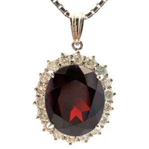 Pt900Pt850 ガーネット・ダイヤモンド ネックレスペンダントトップ 5.64・0.65ct