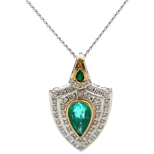 Pt900K18 エメラルド・ダイヤモンド ネックレスペンダントトップ E3.79・0.13・D0.56ct