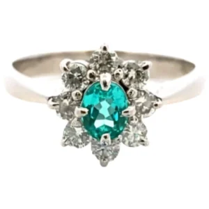 Pt･Pm900 ブラジル産パライバトルマリン・ダイヤモンド リング 0.39・0.46ct