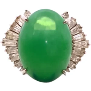 Pt・Pm900 翡翠・ダイヤモンド リング H16.73・D1.36ct