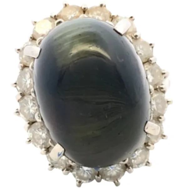 Pt･Pm900 トルマリンキャッツアイ・ダイヤモンド リング 18.69・2.05ct