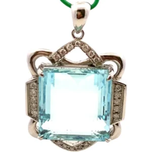 Pt･Pm900 アクアマリン・ダイヤモンド ネックレスペンダントトップ 46.35・D0.62ct