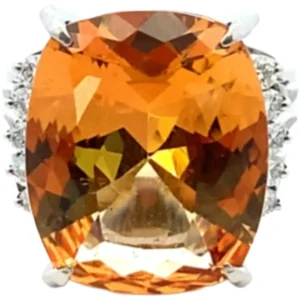 Pt･Pm900 インペリアルトパーズ・ダイヤモンド リング 14.57・0.33ct