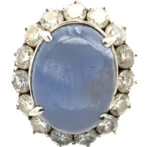 Pt･Pm900 スターサファイア・ダイヤモンド リング 15.46・2.5ct