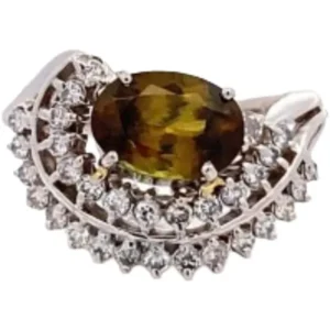 Pt・Pm900 スフェーン・ダイヤモンド リング 2.16 ct 0.61 ct