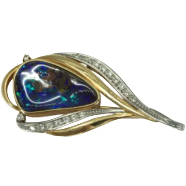 Pt900/K18 オパール・ダイヤモンド ブローチ 11.12 0.27 ct 」の参考