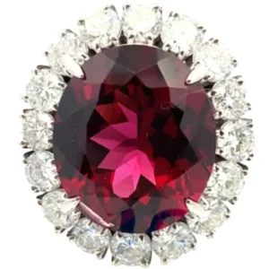 Pt･Pm900 ロードライトガーネット・ダイヤモンド リング 11.84・D2.67ct