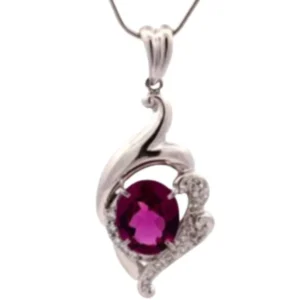 Pt･Pm900 ロードライトガーネット・ダイヤモンド ネックレスペンダントトップ G3.97 ct D0.27 ct