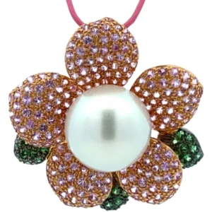 K18 パール・多色石 ネックレス/ペンダントトップ 6.059・4.61ct