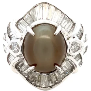 t･Pm900 クリソベリルキャッツアイ・ダイヤモンド リング 5.36・D1.73ct