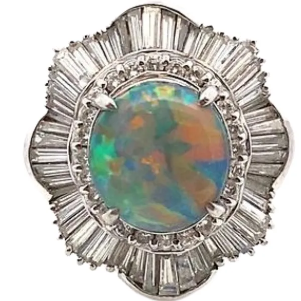 Pt･Pm900 ブラックオパール・ダイヤモンド 2.76・1.81ct