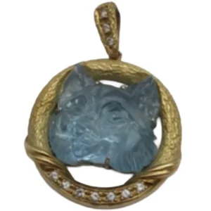 Pt900K18アクアマリン・ダイヤモンド ネックレスペンダントトップ 9.14 ct 0.07 ct