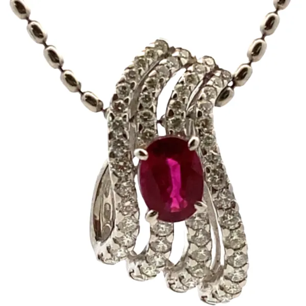 Pt900/Pt850 ルビー・ダイヤモンド ネックレス/ペンダントトップ 1.17・D0.96ct