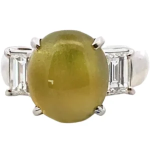 Pt･Pm900 キャッツアイ・ダイヤモンド リング 5.1・0.81ct