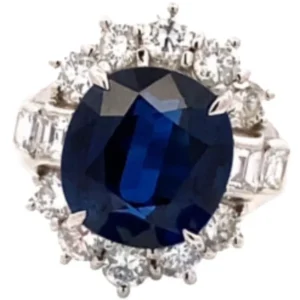 Pt・Pm900 ブルーサファイア・ダイヤモンド リング 5.69・D1.18ct