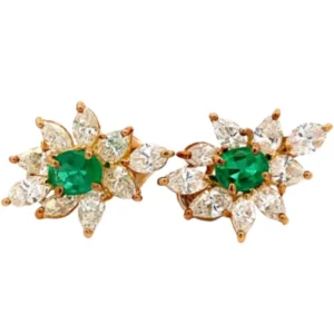 K18 エメラルド・ダイヤモンド ピアスイヤリング 1.14・1.14ct