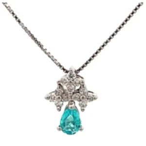 Pt850Pt900 パライバトルマリン・ダイヤモンド ネックレスペンダントトップ 0.181 ct D0.1 ct