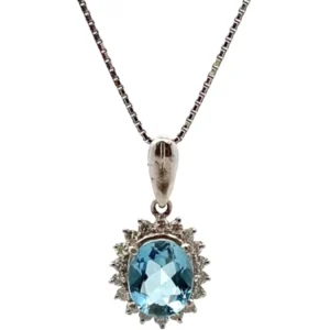 Pt･Pm900 アクアマリン・ダイヤモンド ネックレスペンダントトップ 1.56・0.32ct