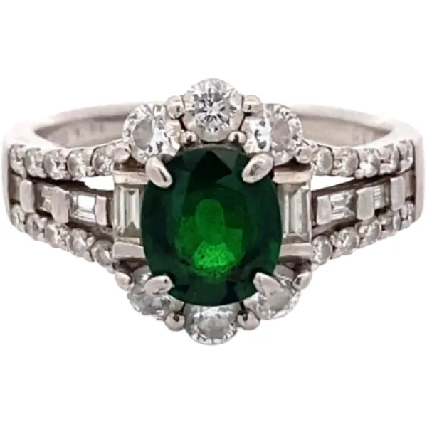 Pt･Pm900 ガーネット・ダイヤモンド リング 1.39・D1.00ct