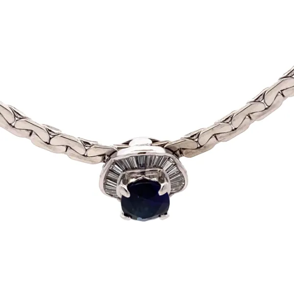 Pt900 K14 サファイア・ダイヤモンド ネックレス/ペンダントトップ 1.72・0.55ct