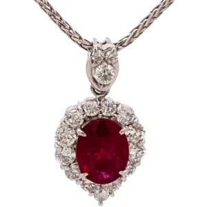 Pt900Pt850 ルビー・ダイヤモンド ネックレスペンダントトップ 2.03・D0.85ct