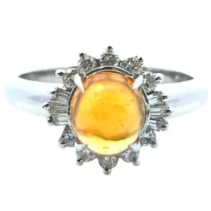 Pt・Pm900 ファイヤーオパール・ダイヤモンド 0.93・D0.27ct