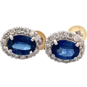 K18WG サファイア・ダイヤモンド ピアス/イヤリング 0.87・0.98・0.26・0.26ct
