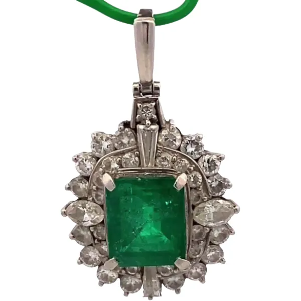 Pt･Pm900 エメラルド・ダイヤモンド ネックレス/ペンダントトップ 2.76・D1.72ct