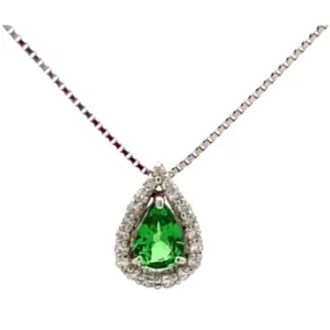 Pt850Pt900 グロッシュラーガーネット・ダイヤモンド ネックレスペンダントトップ 0.36・0.15ct