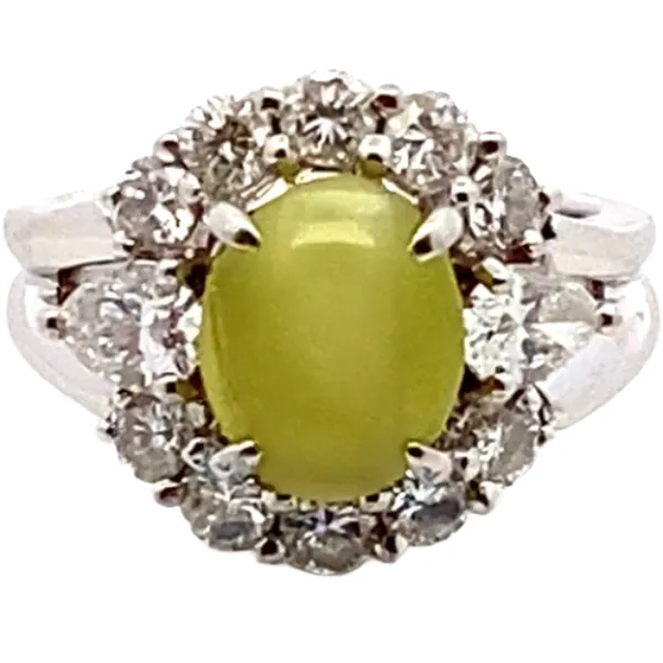 Pt･Pm900 クリソベリルキャッツアイ・ダイヤモンド リング 4.97・D1.64ct